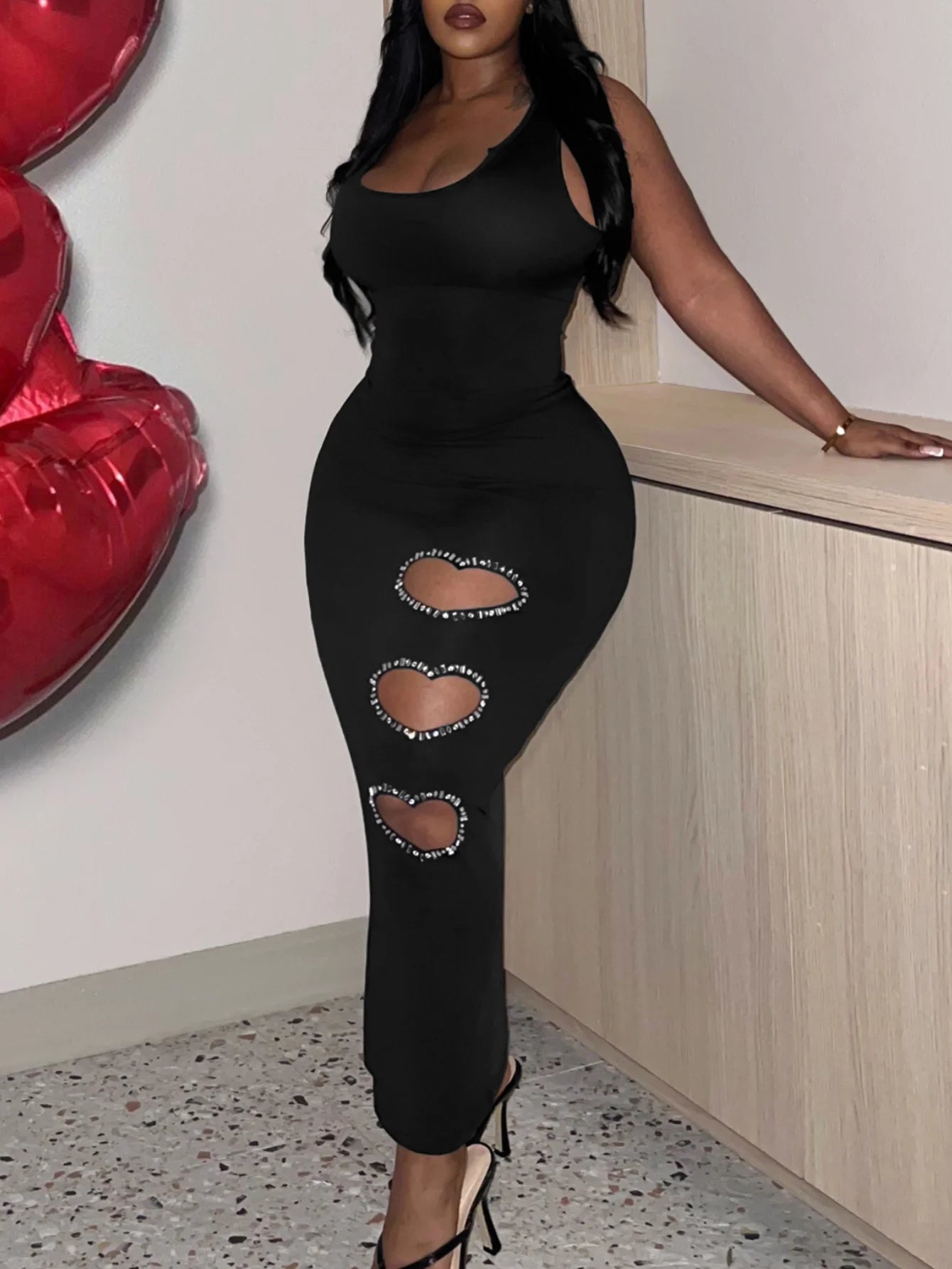 Heart Cutout Bodycon Cami Dress