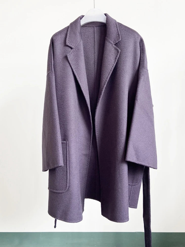 Luxury Water Ripple Wool Coat