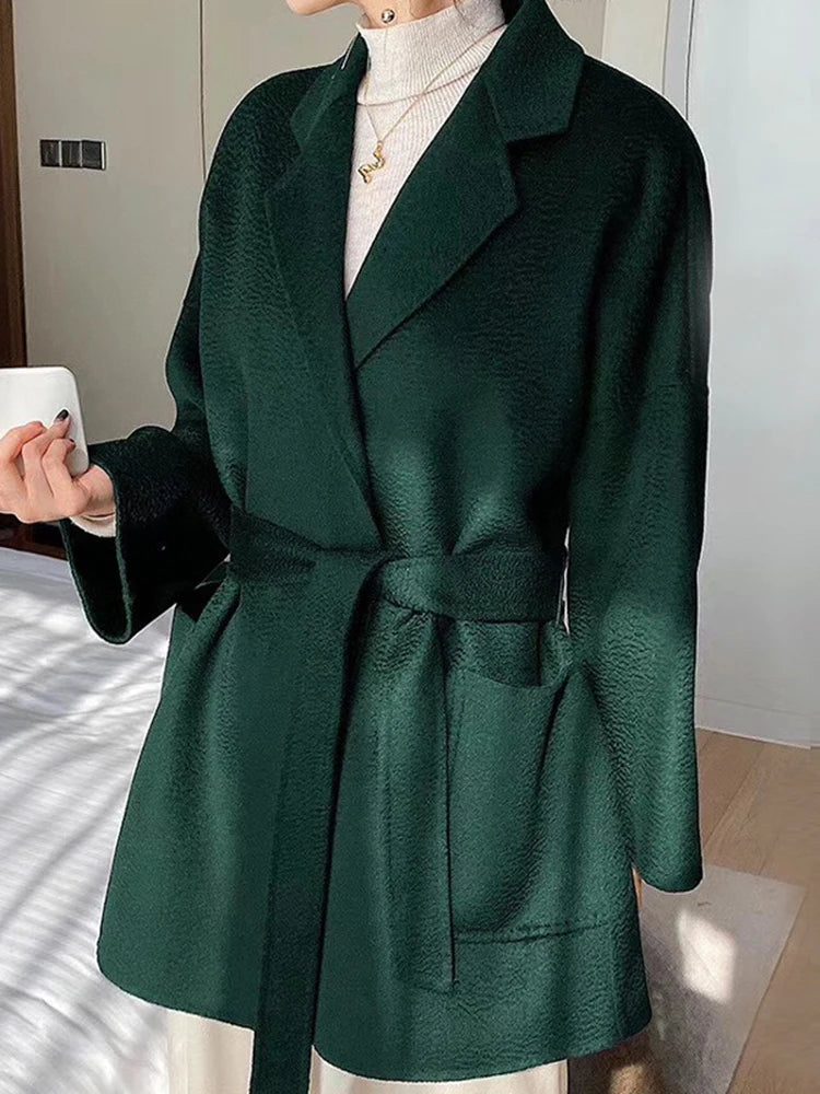 Luxury Water Ripple Wool Coat