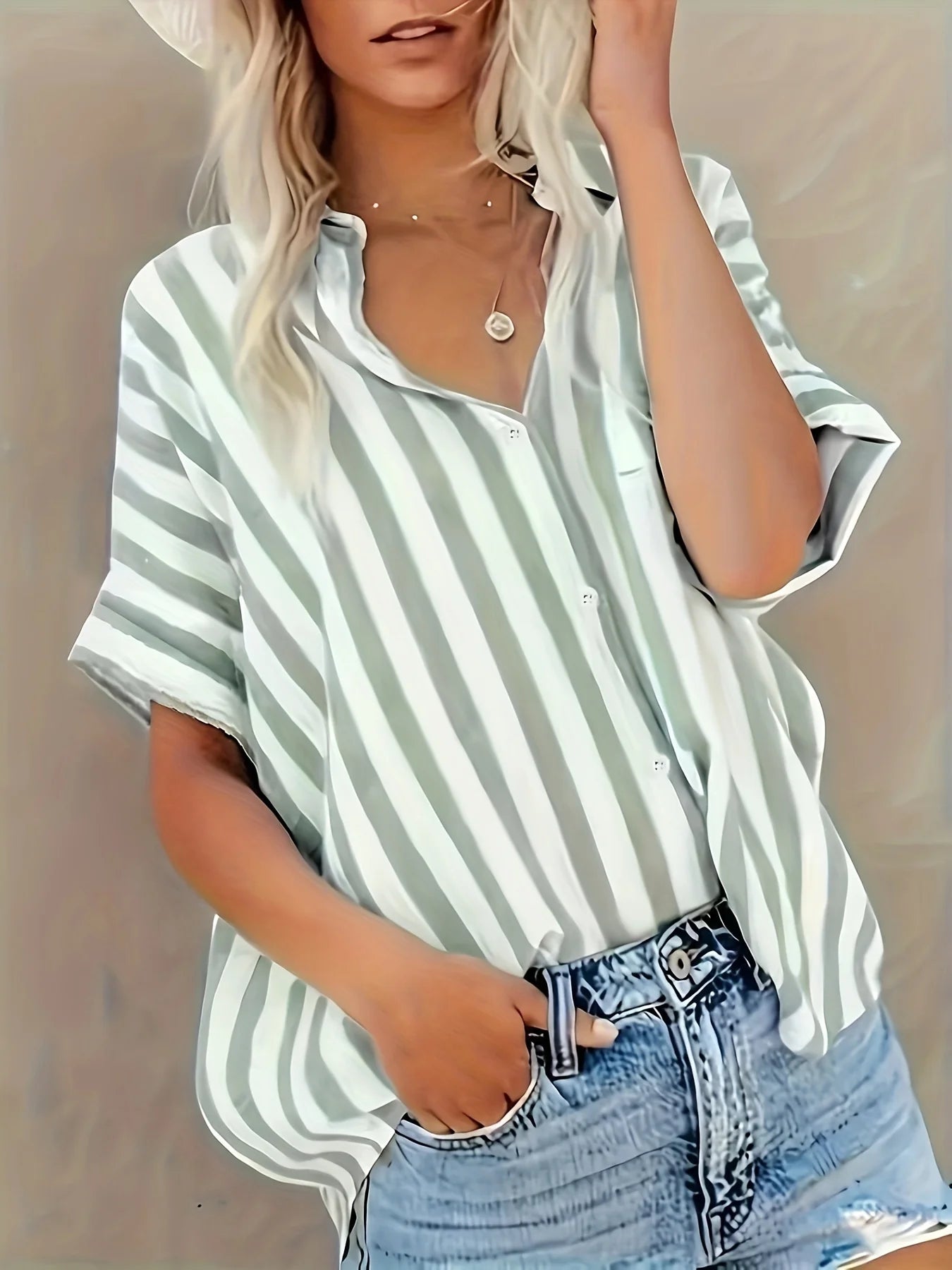 Stori striped lapel shirt