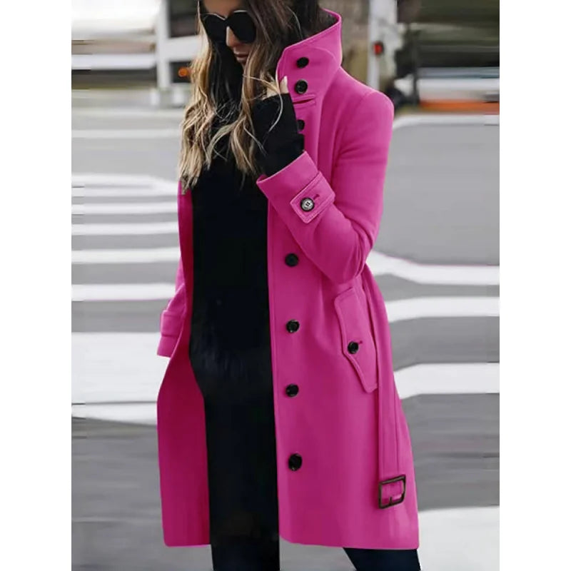 Short Polyester Trench Coat High-collar Single-breasted Jacket