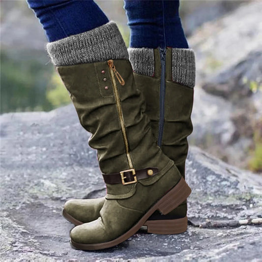 Vintage Sweater Boots Round Toe