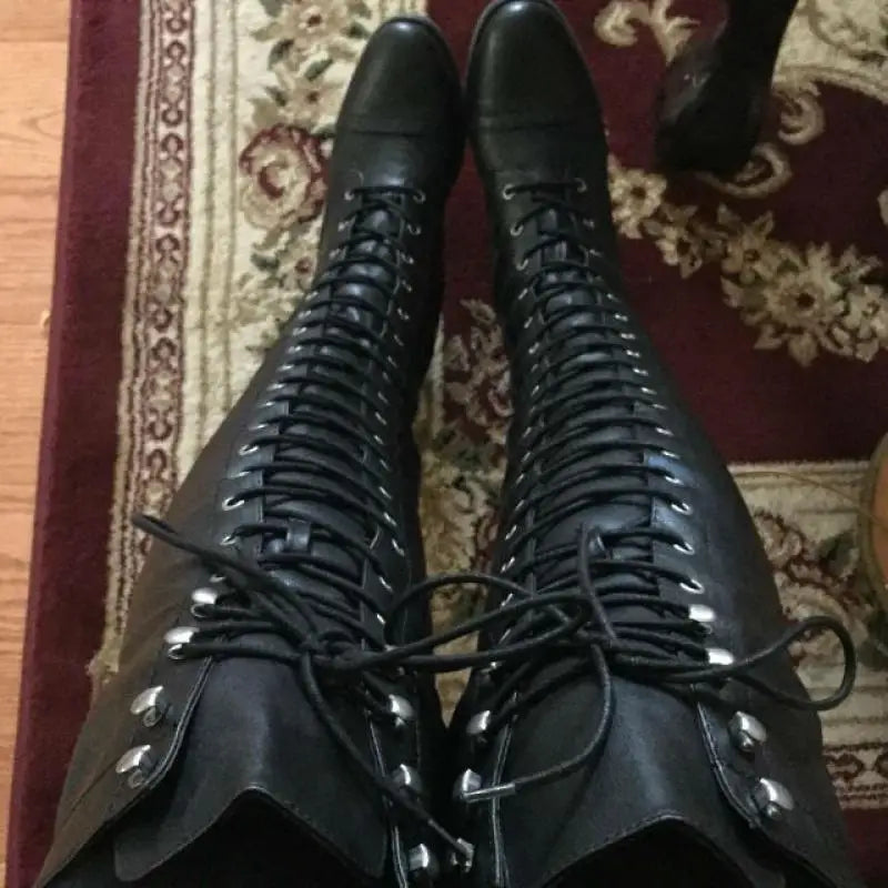 Lace Up Over The Knee Boots