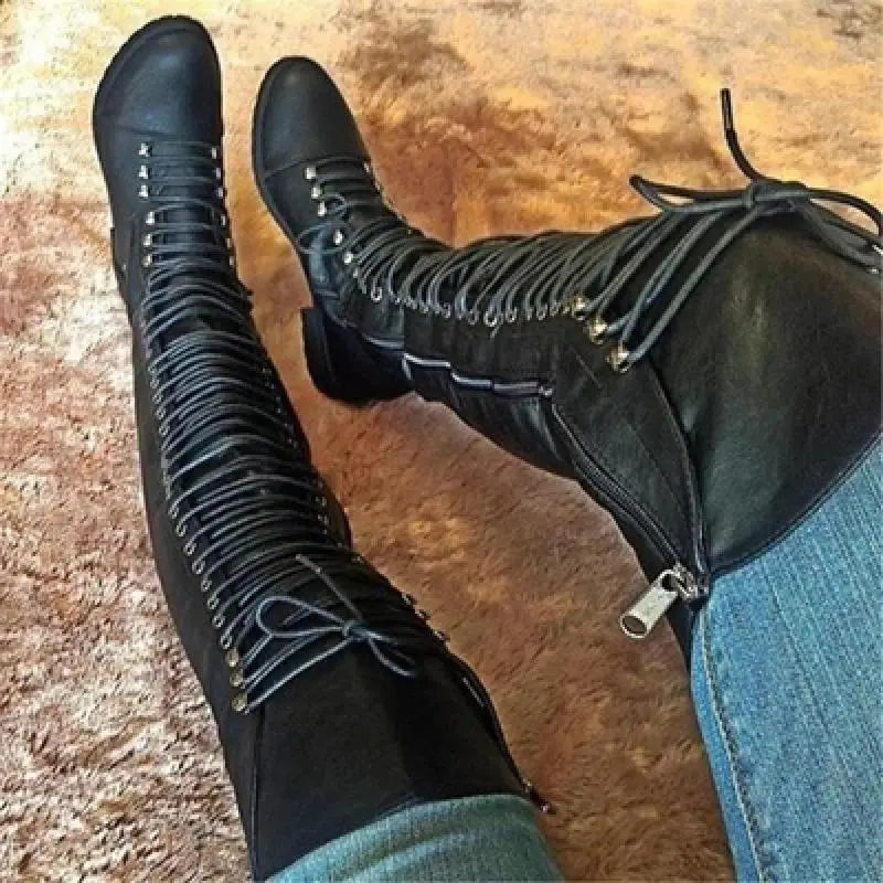 Lace Up Over The Knee Boots