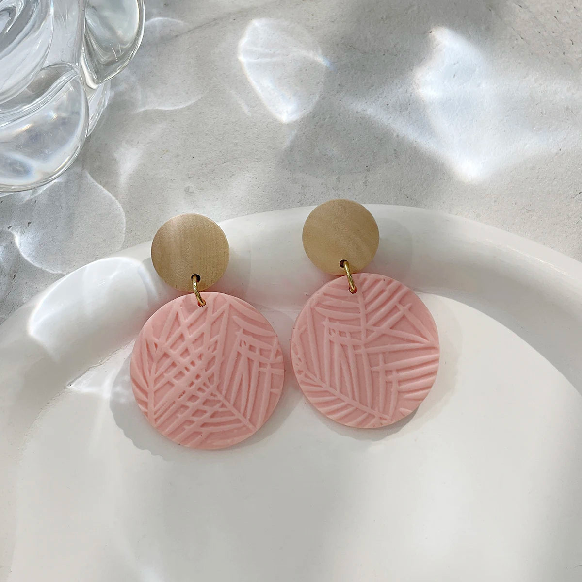 White Pink Polymer Clay Earrings - Earrings