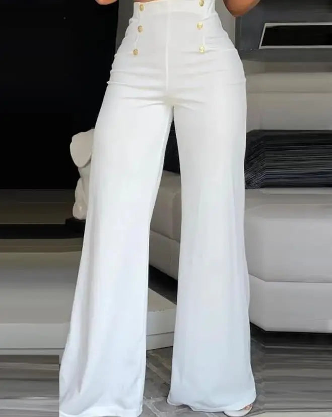 Tashia High Waist Button Pants