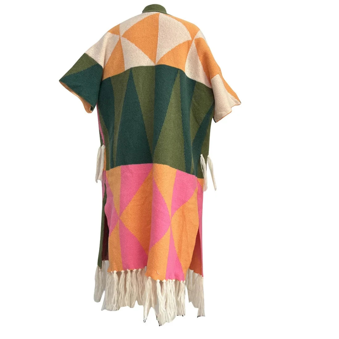 Colorblocked Batwing Sweater with Tassels