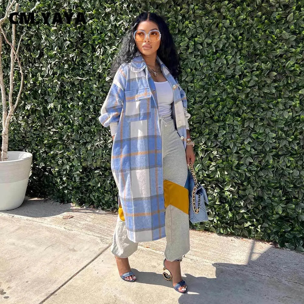 Elegant Plaid Trench Coat