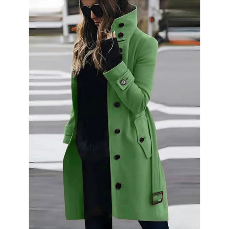 Short Polyester Trench Coat High-collar Single-breasted Jacket