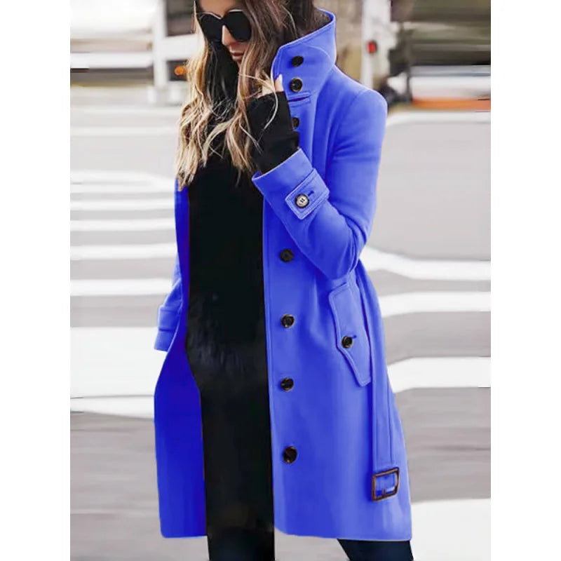 Short Polyester Trench Coat High-collar Single-breasted Jacket