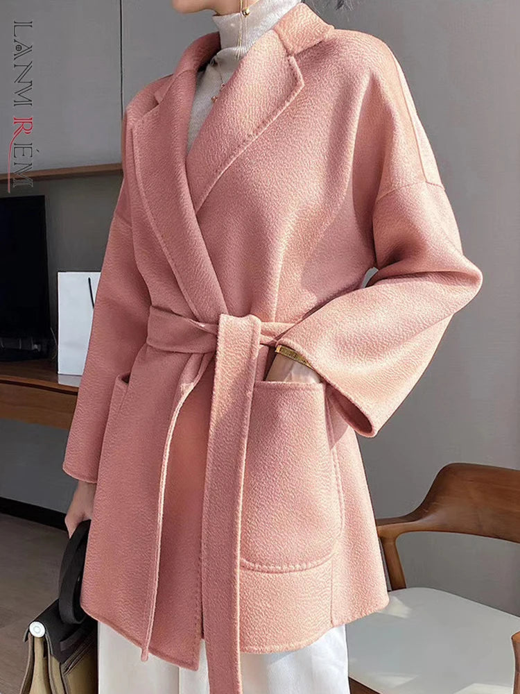 Luxury Water Ripple Wool Coat