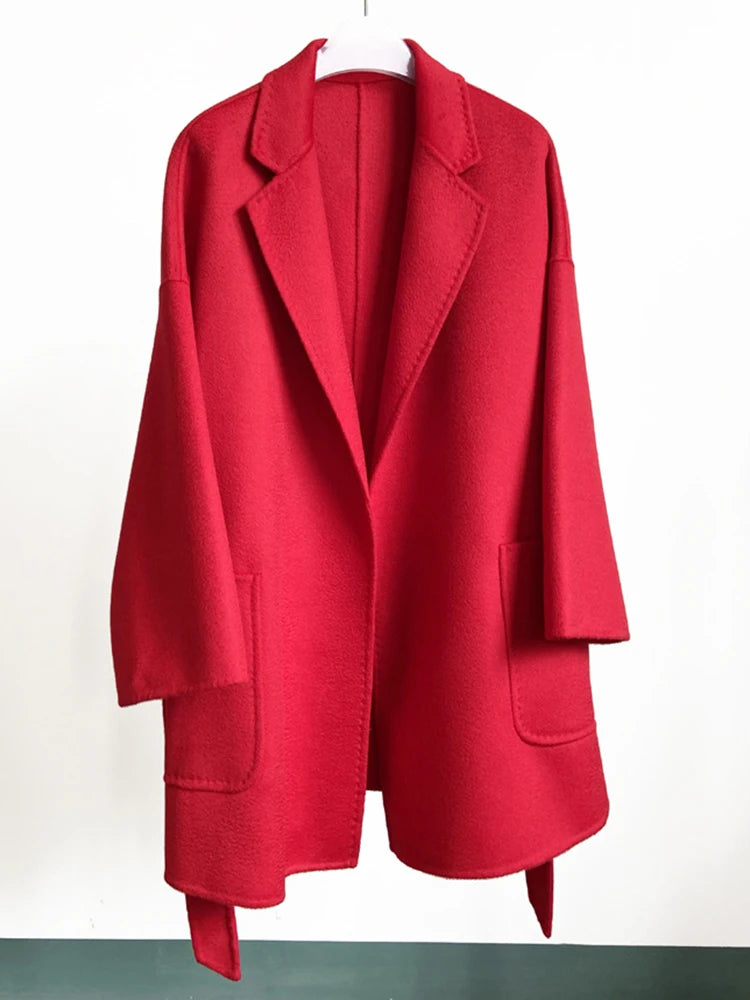 Luxury Water Ripple Wool Coat