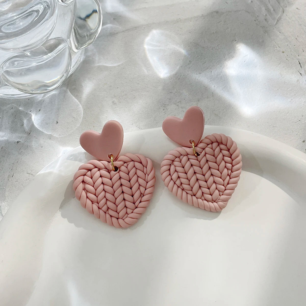 White Pink Polymer Clay Earrings - Earrings