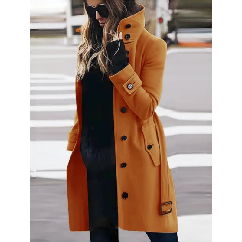 Short Polyester Trench Coat High-collar Single-breasted Jacket